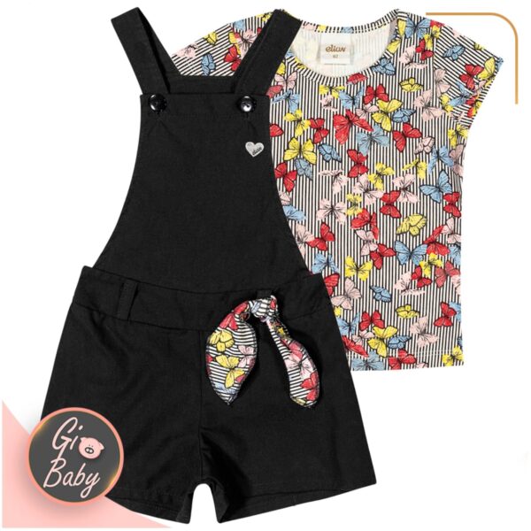 Conjunto Feminino Infantil Blusa e Jardineira