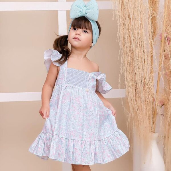 Vestido Floral Lastex com Babado