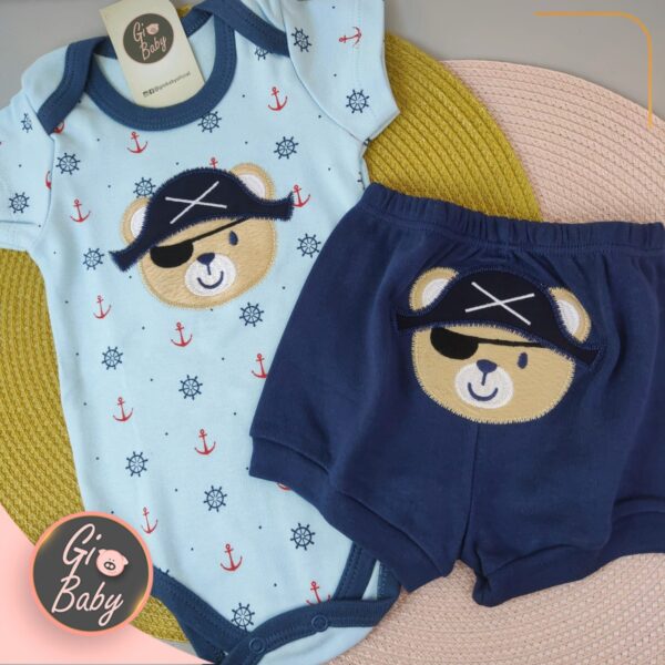 Conjunto Body E Short Urso Pirata