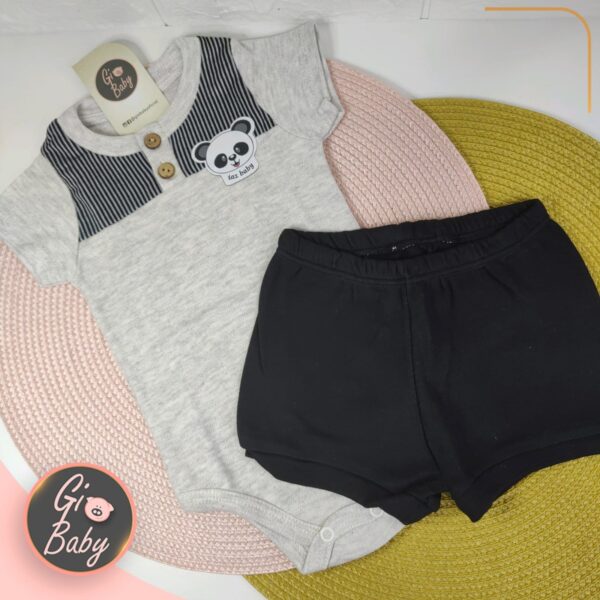 Conjunto Body E Short Urso Panda