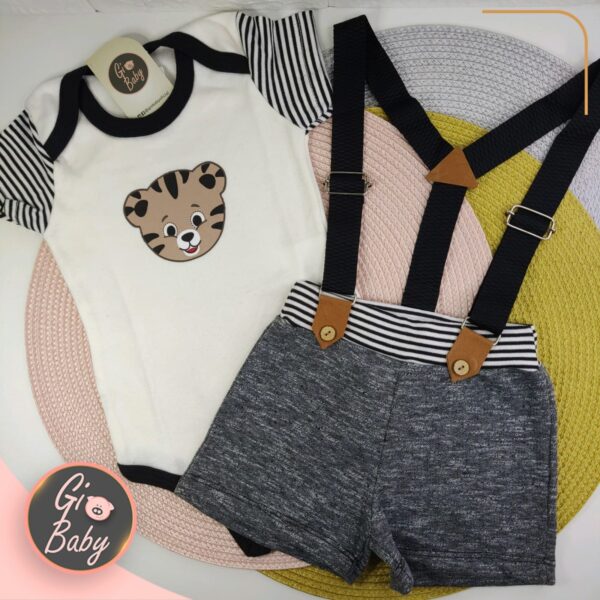 Conjunto Body E Short Tigre c/ Suspensório