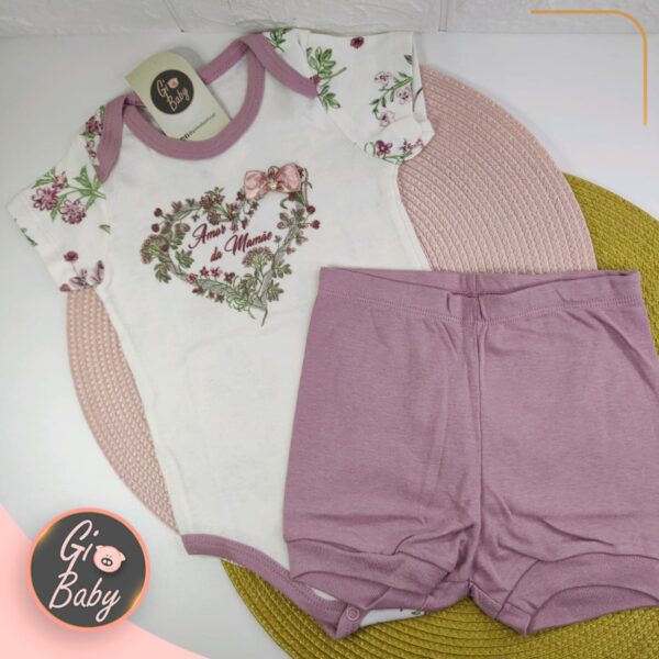 Conjunto Body E Short Amor Da Mamãe