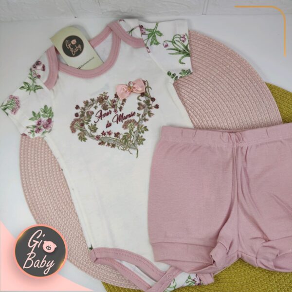 Conjunto Body E Short Amor Da Mamãe