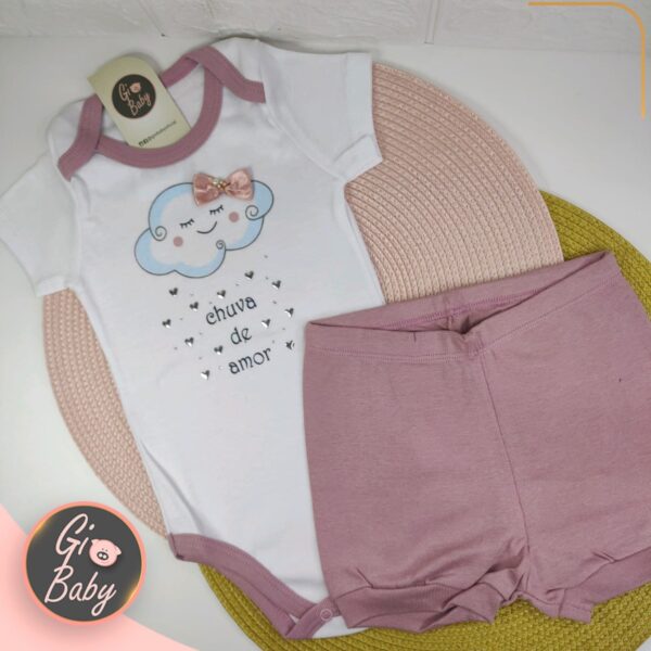 Conjunto Body E Short Chuva De Amor