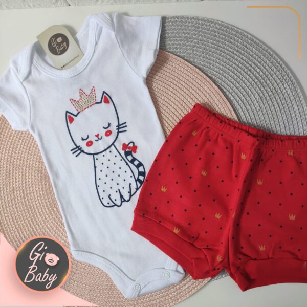 Conjunto Body E Short Gatinha Coroa