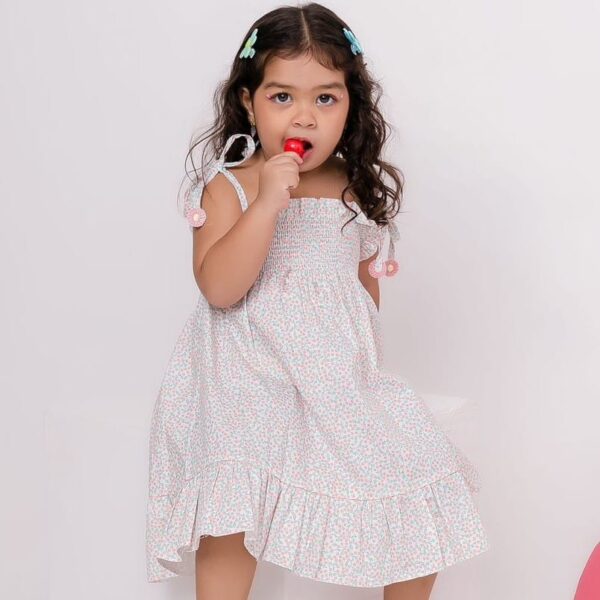 Vestido Floral Lastex com Babado